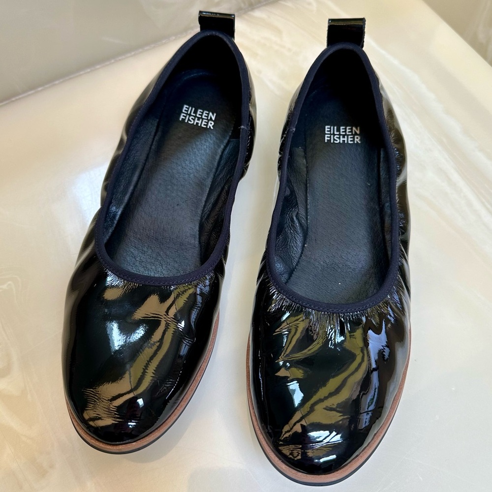 Eileen Fisher Notion Ballet Flats In Patent Leath… - image 1